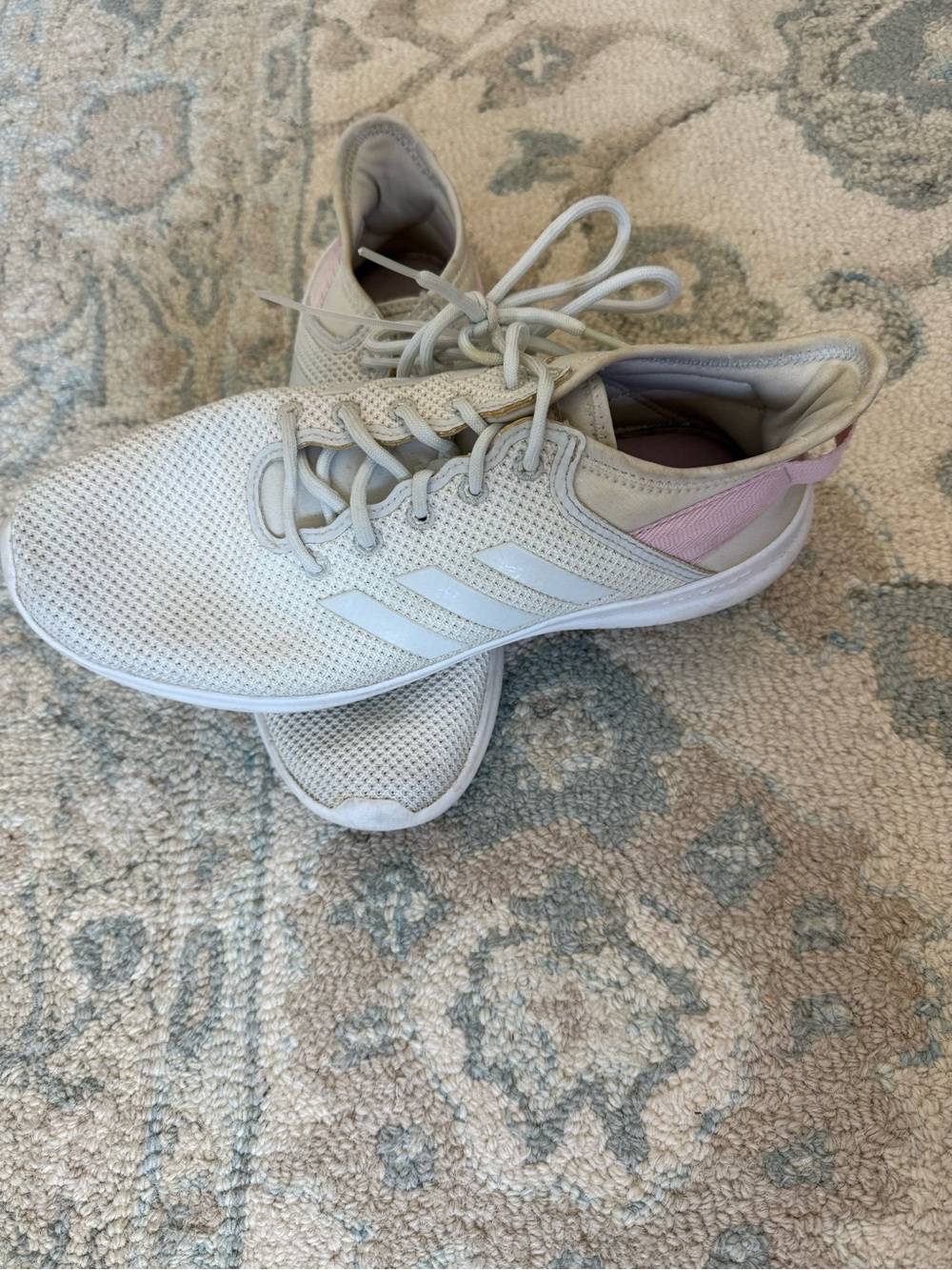 Adidas Cloudfoam Women's Lightweight White & Pink Running Sneakers